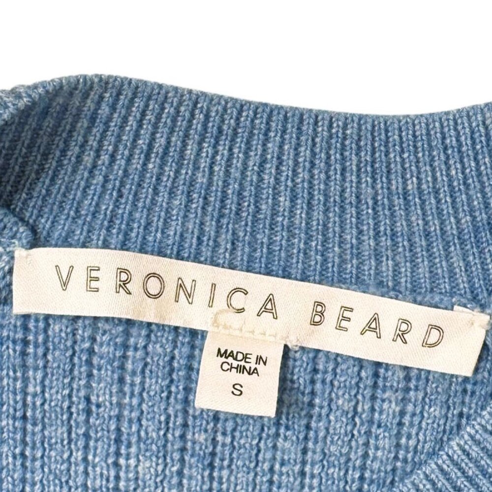 VERONICA BEARD Cornflower Blue Simi Wool Button-Shoulder Raglan Sweater - Picture 5 of 6